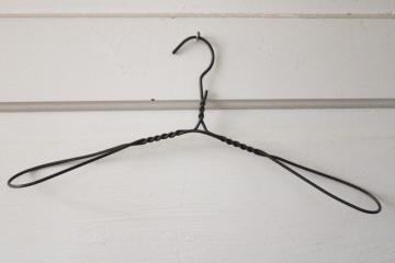 antique wire clothes coat hanger, vintage decor for laundry or guest room