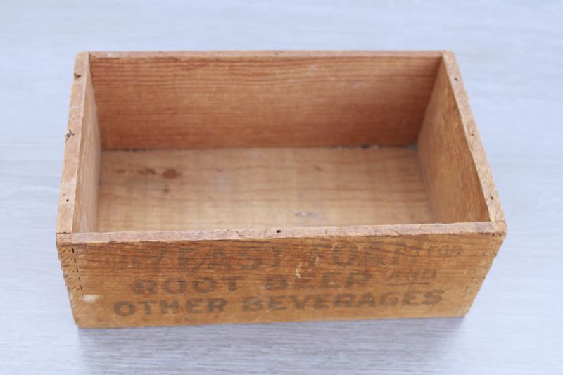 antique wood crate Yeast Foam advertising early 1900s vintage finger joint box