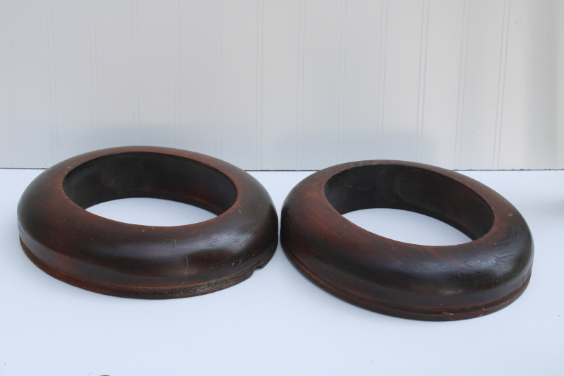 antique wood hat forms, chunky oval hat block frames w/ rustic vintage patina