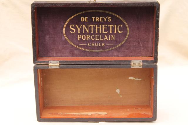 antique wood store display / salesman's sample case, finger jointed dovetailed wooden box