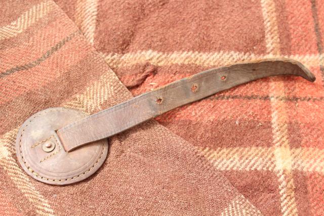 antique wool horse blanket w/ leather straps Cleveland Ohio Blanket Mills label