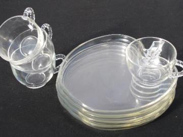 Vintage glass plates on sale with cup holder