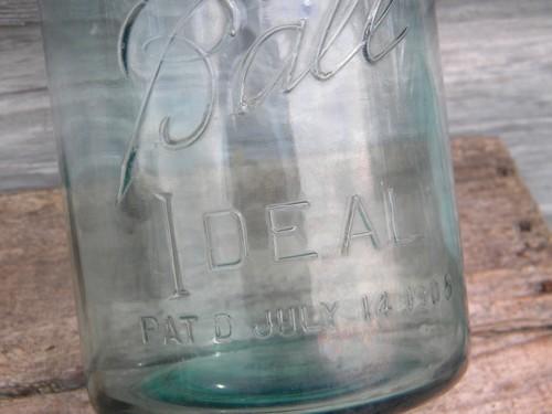 aqua blue Ball Ideal 1 qt storage jars or canisters w/1908 patent