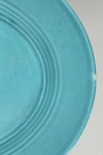 aqua blue turquoise ceramic platters, Homer Laughlin china mid-century mod vintage