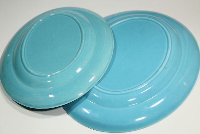 aqua blue turquoise ceramic platters, Homer Laughlin china mid-century mod vintage