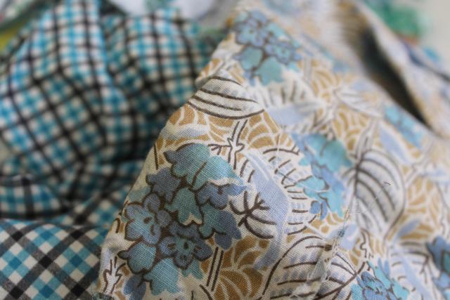 aqua prints 30s 40s 50s vintage cotton scraps bundle for quilting sewing craft projects