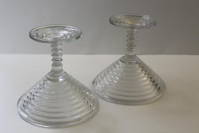 art deco Anchor Hocking Manhattan crystal clear glass compotes, big martini cocktail glasses!