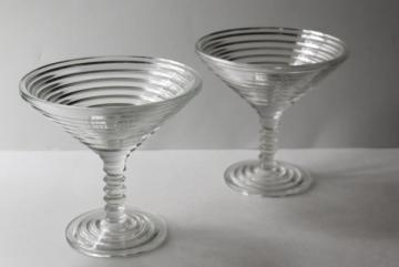 Art Deco Pair Manhattan Glass Martini or Compote Anchor Hocking - Ruby Lane