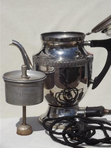 Antique Vintage Royal Rochester Chrome Electric Coffee Pot Urn