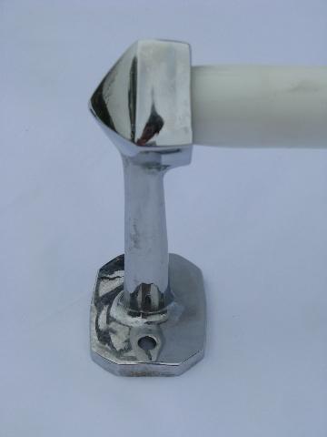 art deco vintage 1930s white glass towel bar rod for powder room or kitchen sink