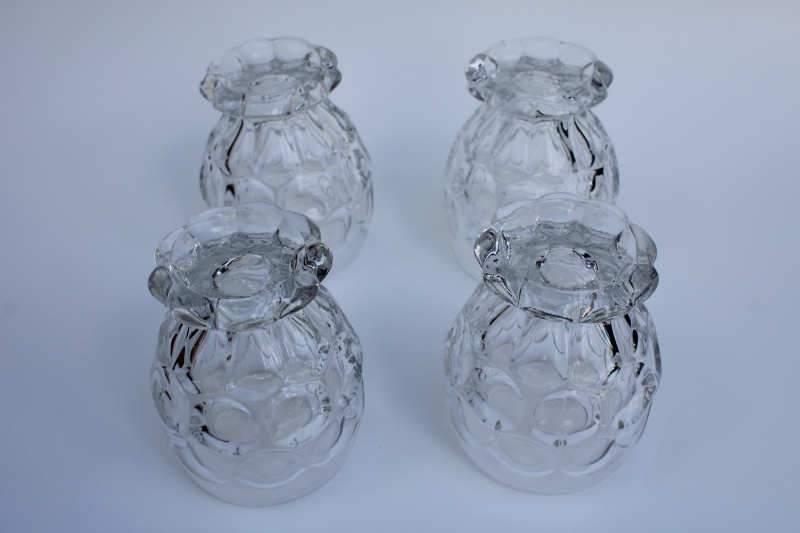 art deco vintage Heisey Whirlpool thumbprint footed tumblers, heavy crystal clear glass