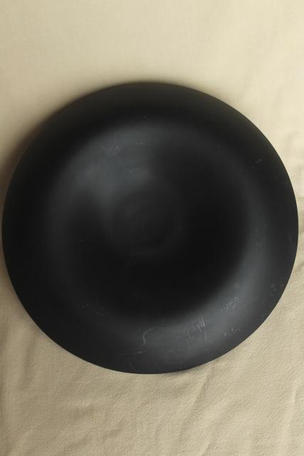 art deco vintage black satin glass rolled edge console bowl, Tiffin art glass