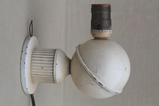 art deco vintage electric wall light sconce, industrial metal lamp w/ saturn globe shape