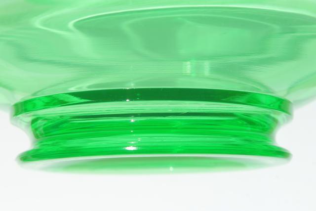 art deco vintage uranium glass centerpiece bowl, 1920s 30s green depression glass