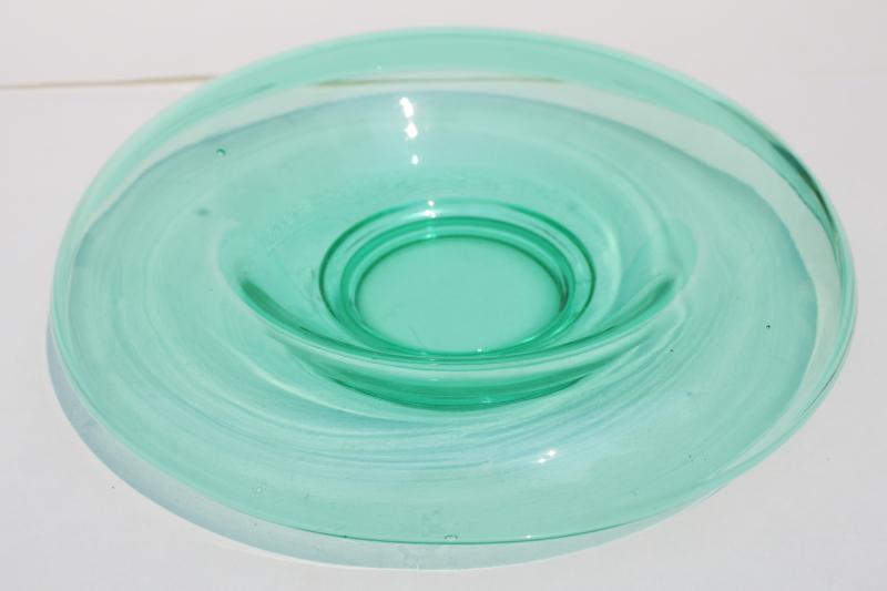 art deco vintage uranium green glass rolled edge console bowl centerpiece