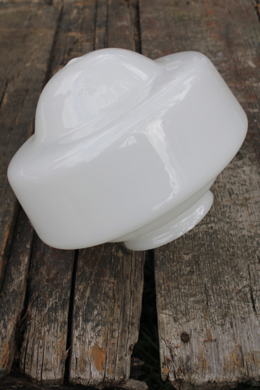 art deco vintage white glass shade for school house style light flush mount fixture or pendant