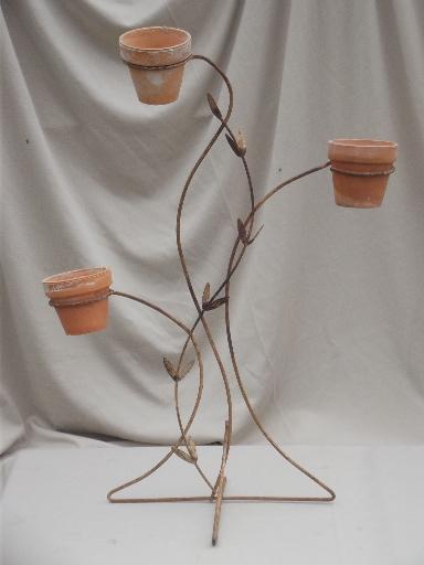 art deco vintage wrought iron plant stand, flower pot holder for balcony garden