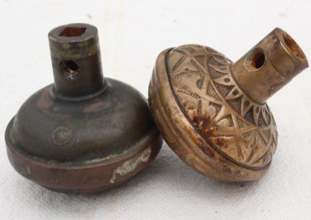 art nouveau antique brass door knobs, original patina aesticic vintage hardware lot 