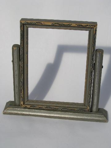 art nouveau vintage wood desk / vanity picture frames
