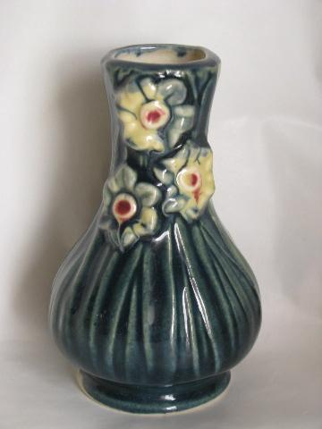 Arts Crafts Floral Pattern Miniature Art Pottery Vase Vintage