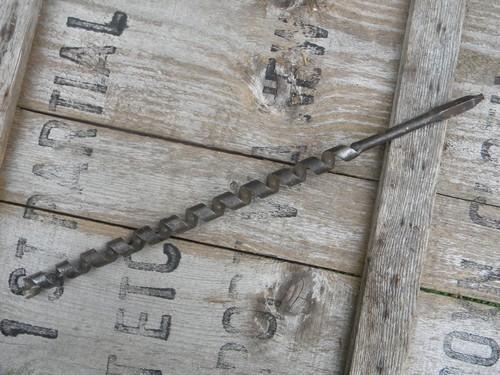 assorted old wood auger bits for hand brace drills, vintage tool lot