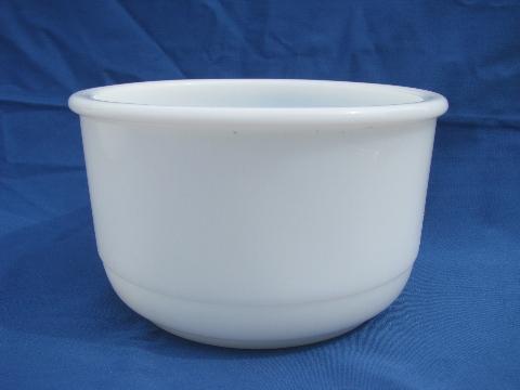 assorted vintage mixer bowls, old white milk glass mixing bowl lot