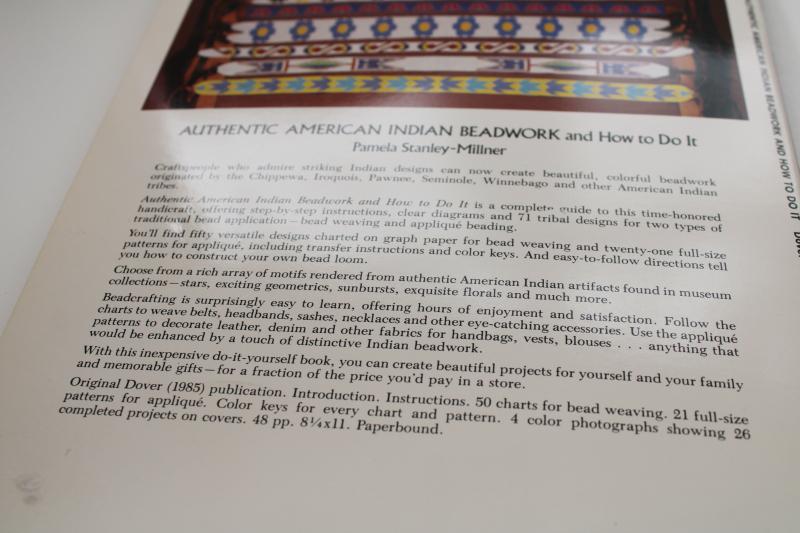 authentic Native American Indian beadwork patterns & instructions, vintage Dover book