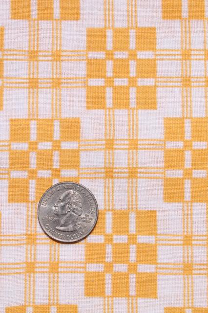 authentic vintage cotton feed sack fabric kitchen towels, yellow & white checked plaid