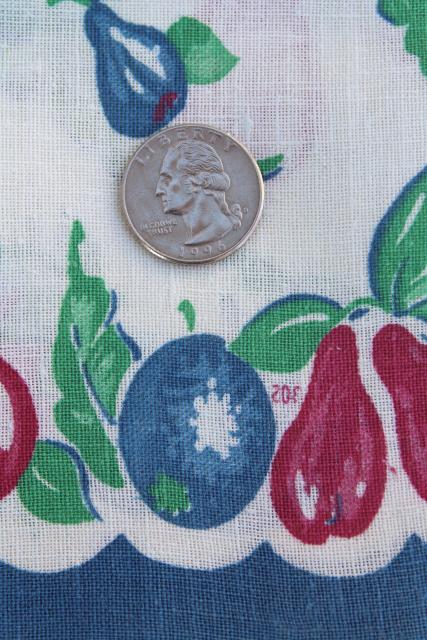 authentic vintage feed sack fabric, fruit & vegetables border print cotton