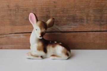baby fawn deer, vintage Japan hand painted ceramic figurine