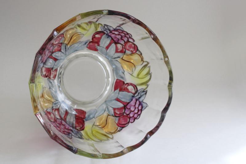 banana fruit garland pattern vintage Indiana glass clear bowl w/ colored luster