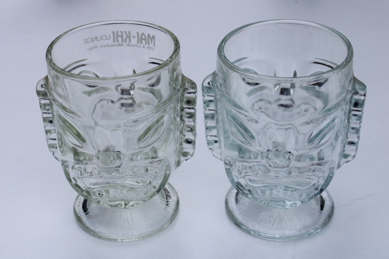 big glass tiki cups, 70s vintage bar glasses Mai Khi Lounge Milwaukee Wisconsin
