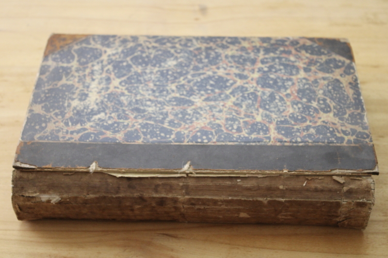 big ledger sized antique book w/ marbled covers, The Churchman bound magazine issues w/ vintage ads