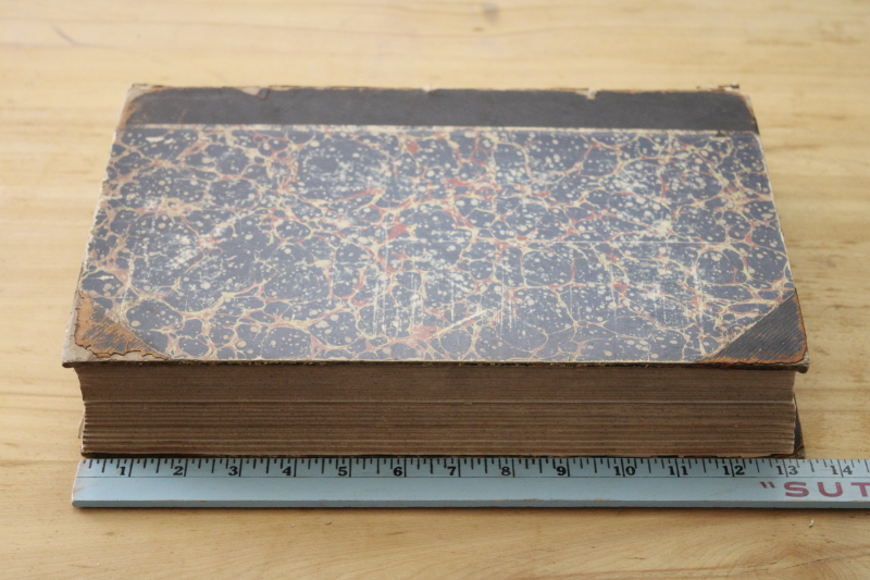 big ledger sized antique book w/ marbled covers, The Churchman bound magazine issues w/ vintage ads