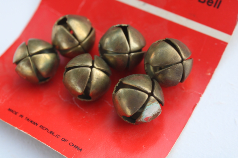 antique vintage sleigh bell jingle bells, large heavy solid brass