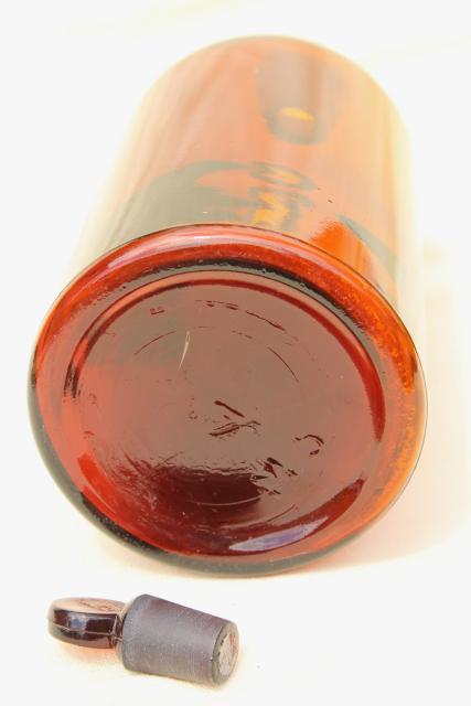 big old glass apothecary pharmacy medicine bottle, root beer amber brown glass