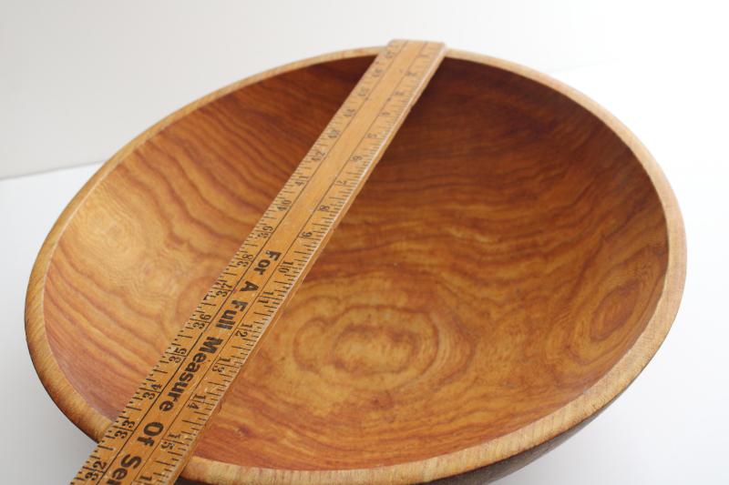 big old round wood dough bowl, primitive vintage wooden bowl, rustic french country style