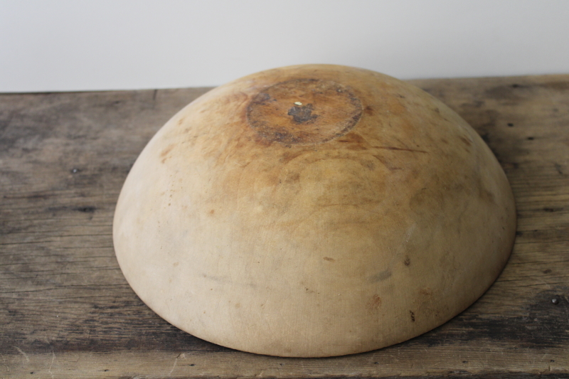 big old wood bowl, rustic vintage primitive dough bowl, cracked  worn