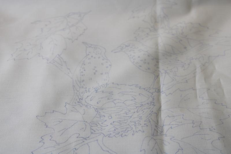 birds and flowers quilt blocks to embroider, poly cotton fabric stamped for embroidery