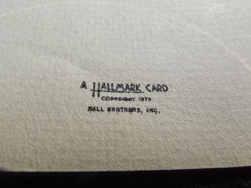 black felt cat Halloween greeting card, 30s vintage Hall Brothers Hallmark
