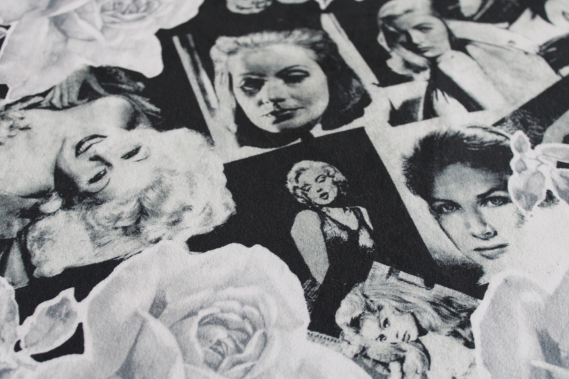 black  white photos Hollywood bombshell girls print fabric stretch poly microfiber