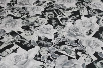black  white photos Hollywood bombshell girls print fabric stretch poly microfiber