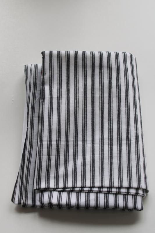 black & white ticking stripe print cotton, vintage primitive / modern farmhouse style