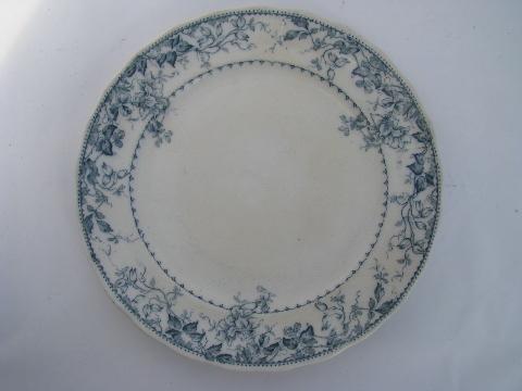 blue and white antique 1890s English transferware china plates lot