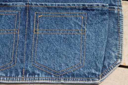 blue denim carpenter aprons, waist apron w/ jeans pockets for farmer's markets or gardening