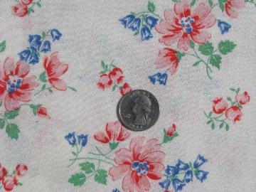 bluebells and pink flowers, vintage cotton print feedsack fabric