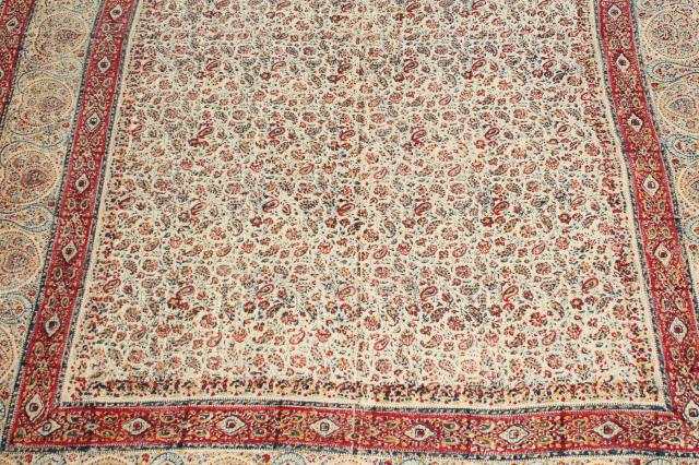 bohemian / hippie style Indian block print cotton fabric bedspread, 70s vintage