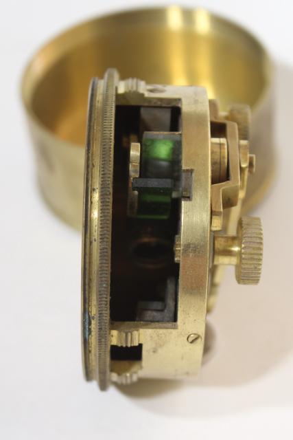 brass pocket sextant, vintage reproduction navigation instrument Stanley London 1917