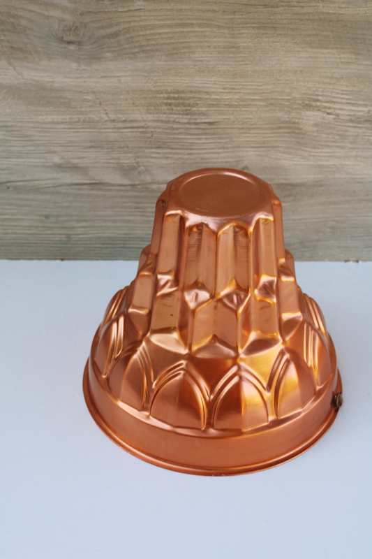 bright copper color vintage aluminum mold, tall wedding cake shape