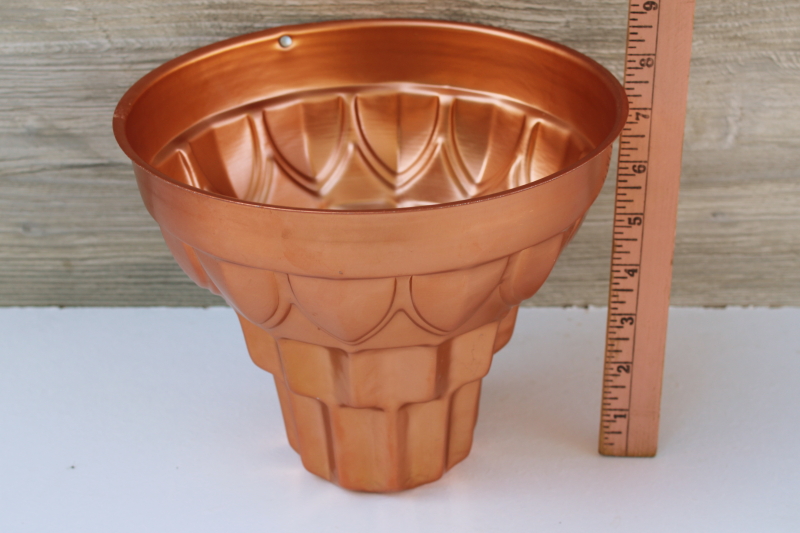 bright copper color vintage aluminum mold, tall wedding cake shape